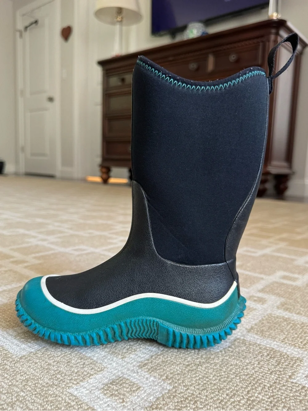 Muck Boot Company Kids Hale Rubber Rain Boots Waterproof Black Teal US 12